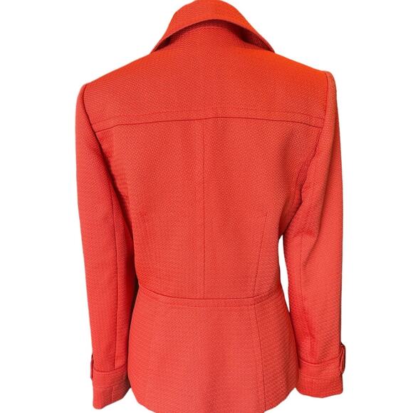 Tahari ASL Double Breasted Blazer w/ Belted Cuffs & Gold Buttons Orange Red SZ.4 - Picture 3 of 16
